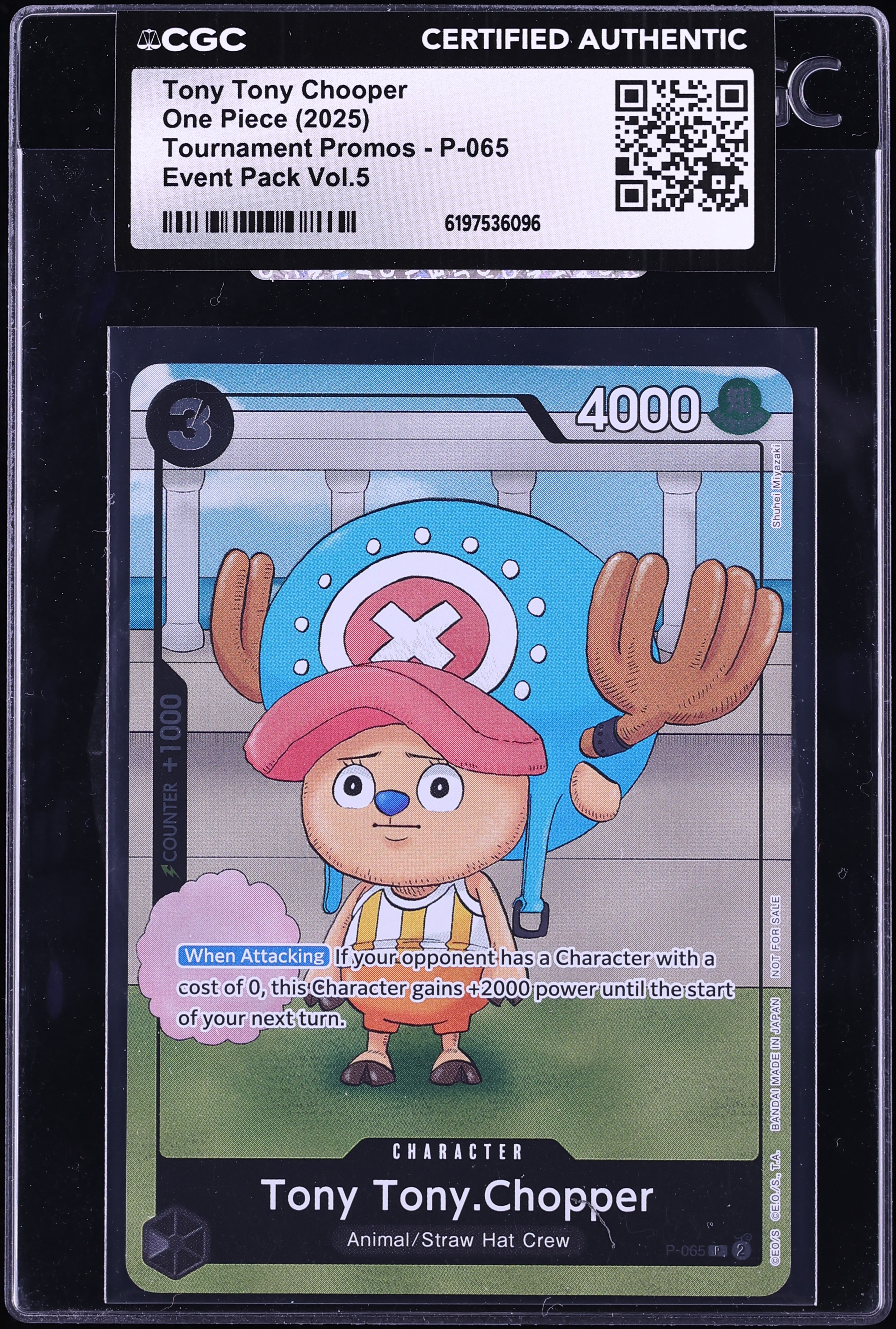 2025 One Piece Tournament Promo Event Pack Vol.5 Alt Art Tony Tony Chooper #P-065 CGC AUTH