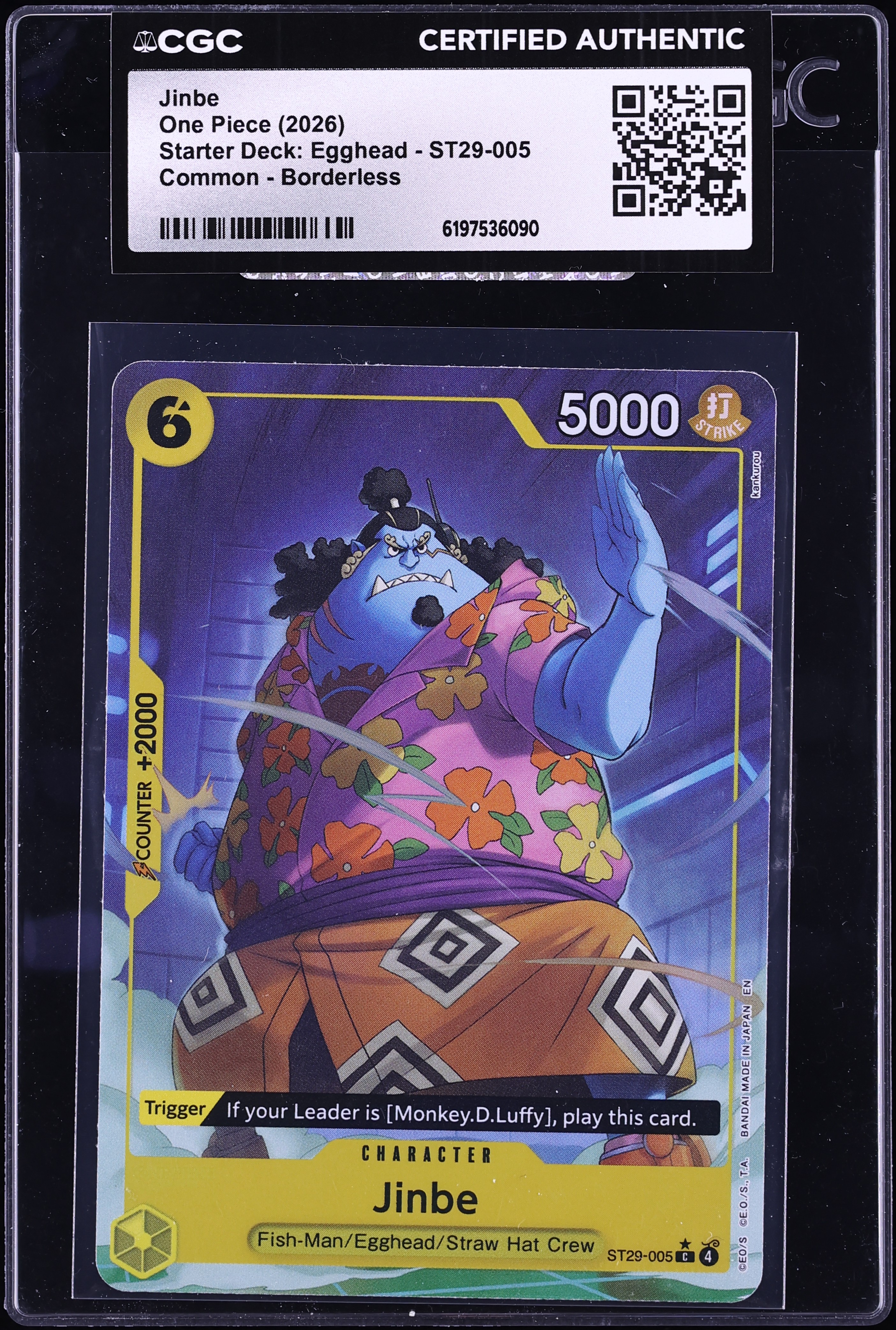 2026 One Piece Starter Deck Egghead Alt Art Jinbe #ST29-005 CGC AUTH