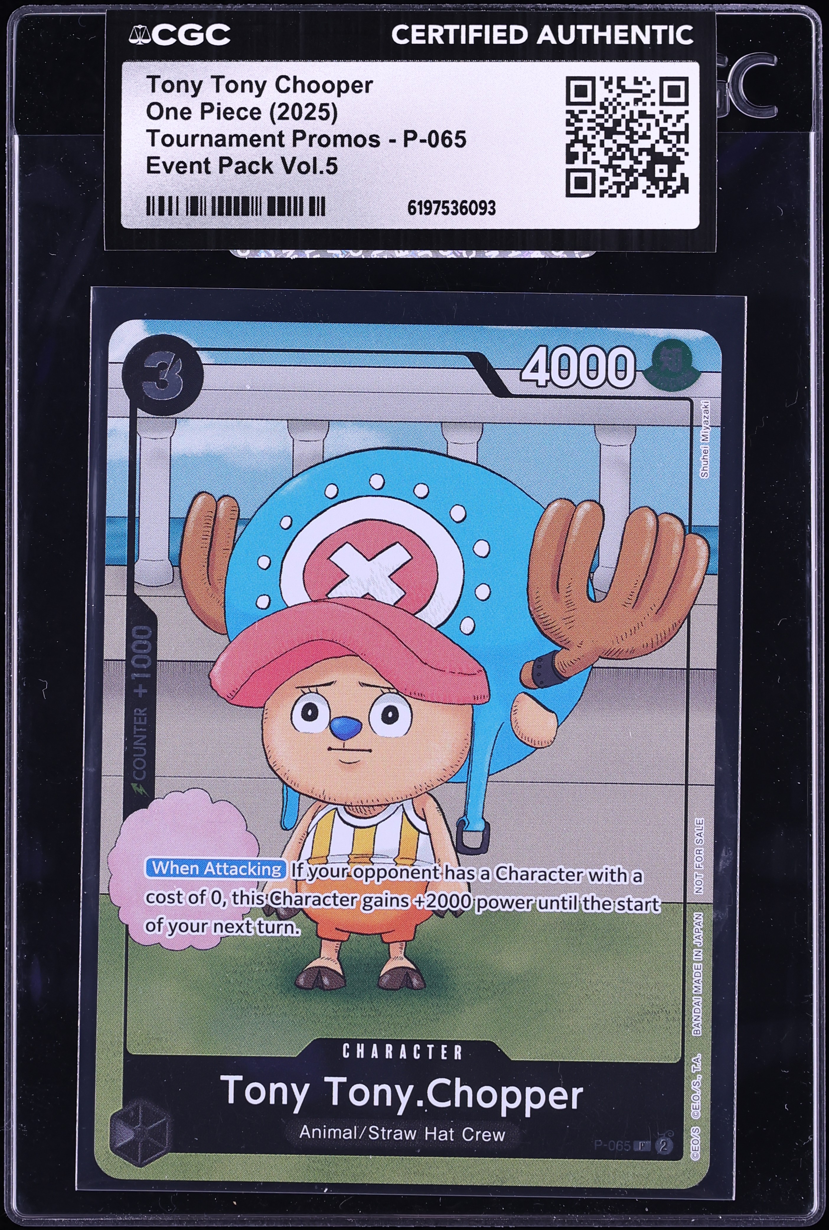 2025 One Piece Tournament Promo Event Pack Vol.5 Alt Art Tony Tony Chooper #P-065 CGC AUTH