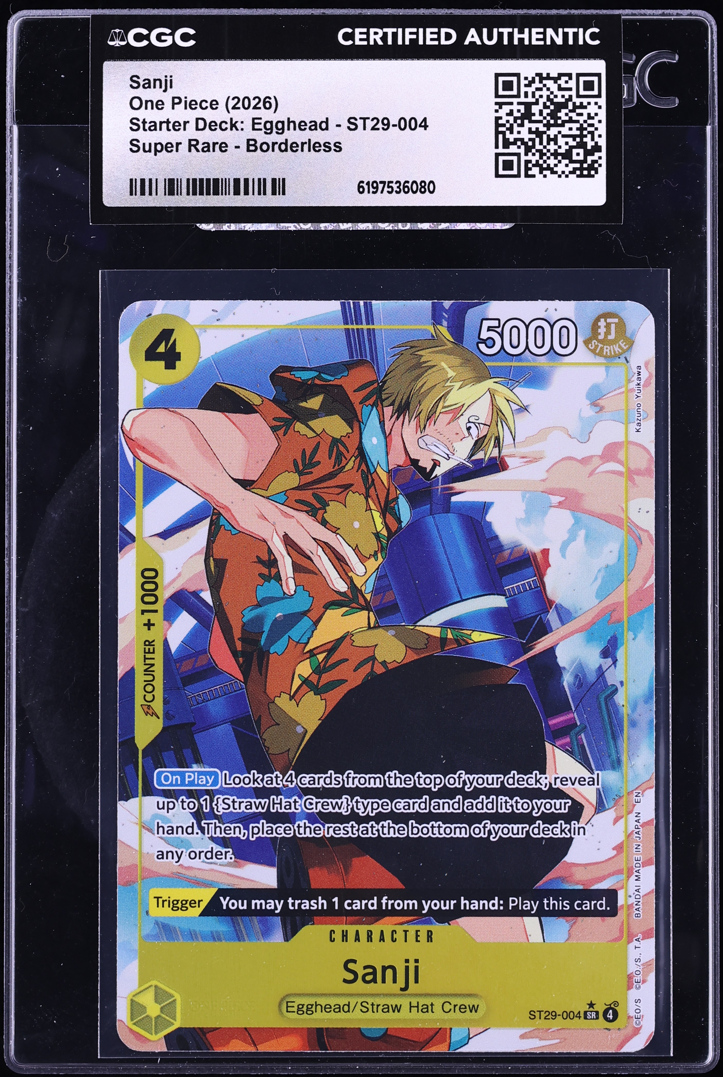 2026 One Piece Starter Deck Egghead SR Alt Art Sanji #ST29-004 CGC AUTH