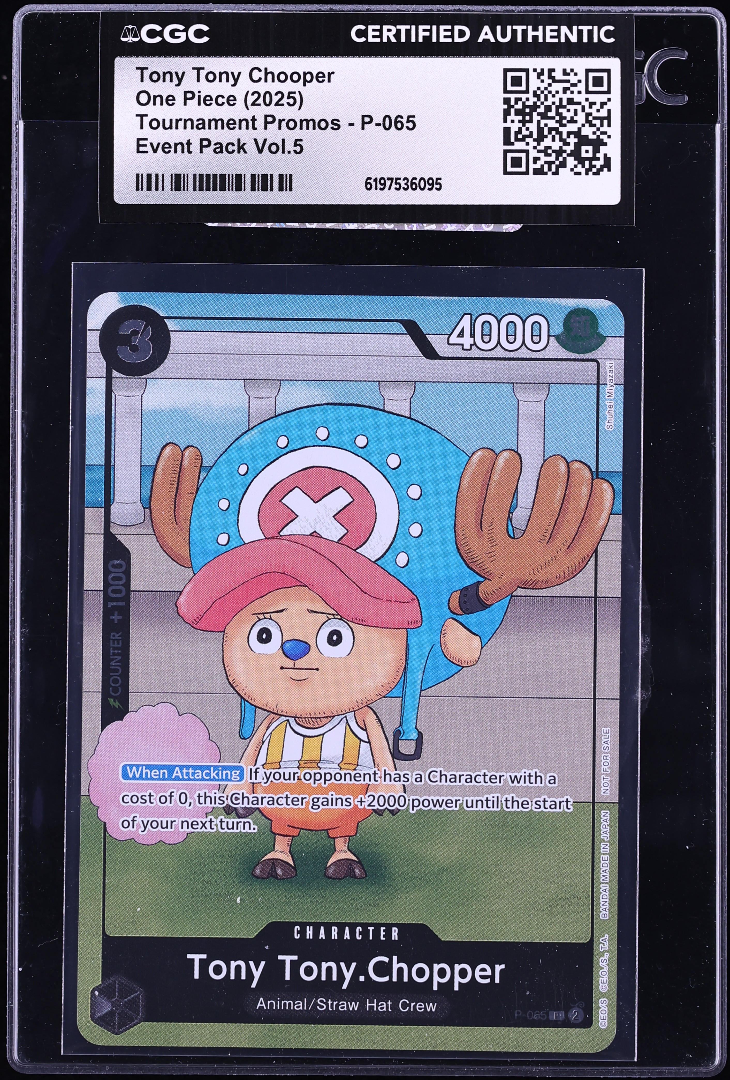 2025 One Piece Tournament Promo Event Pack Vol.5 Alt Art Tony Tony Chooper #P-065 CGC AUTH