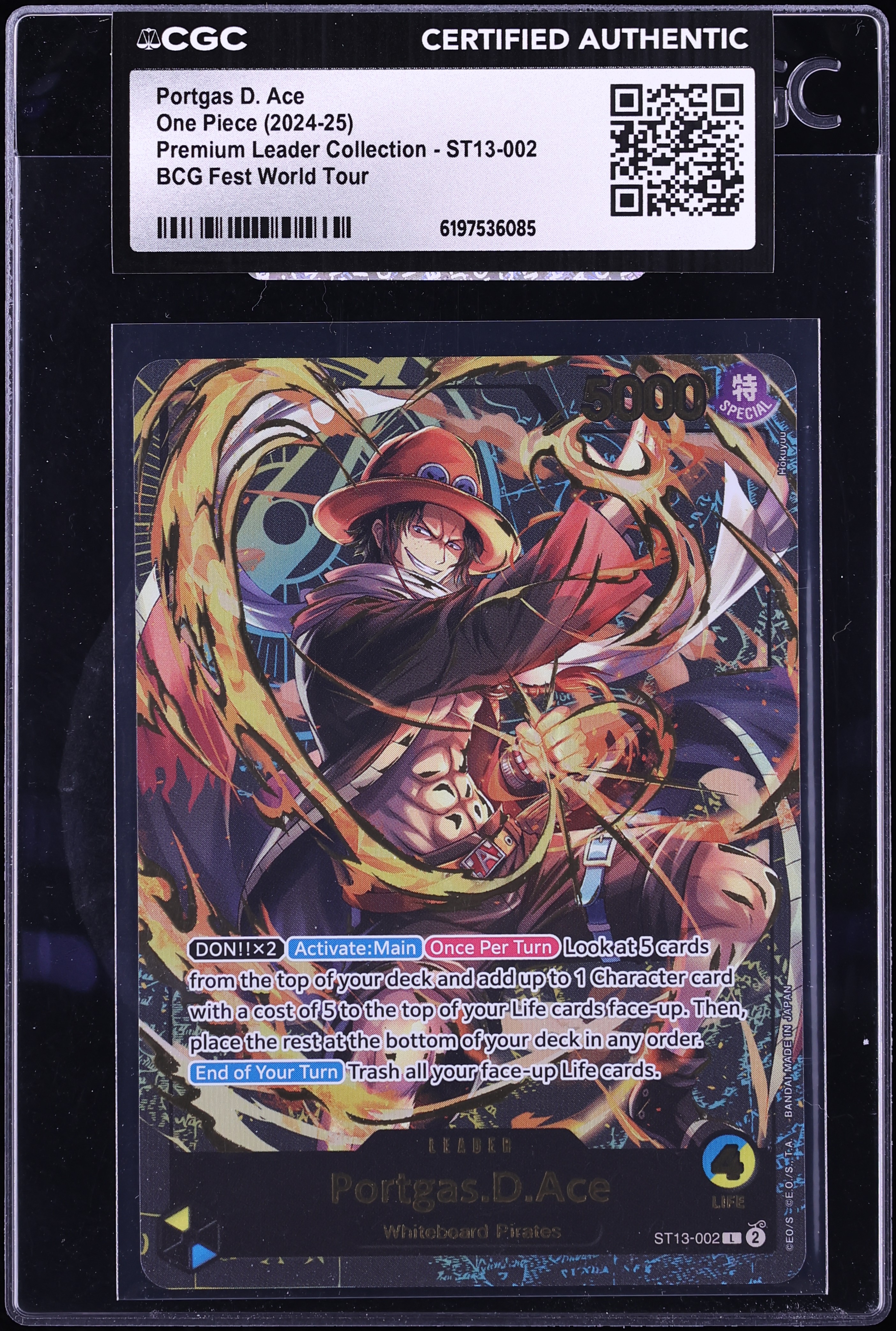 2024 One Piece Premium Collection BCG Fest World Tour Leader Portgas D. Ace #ST13-002 CGC AUTH