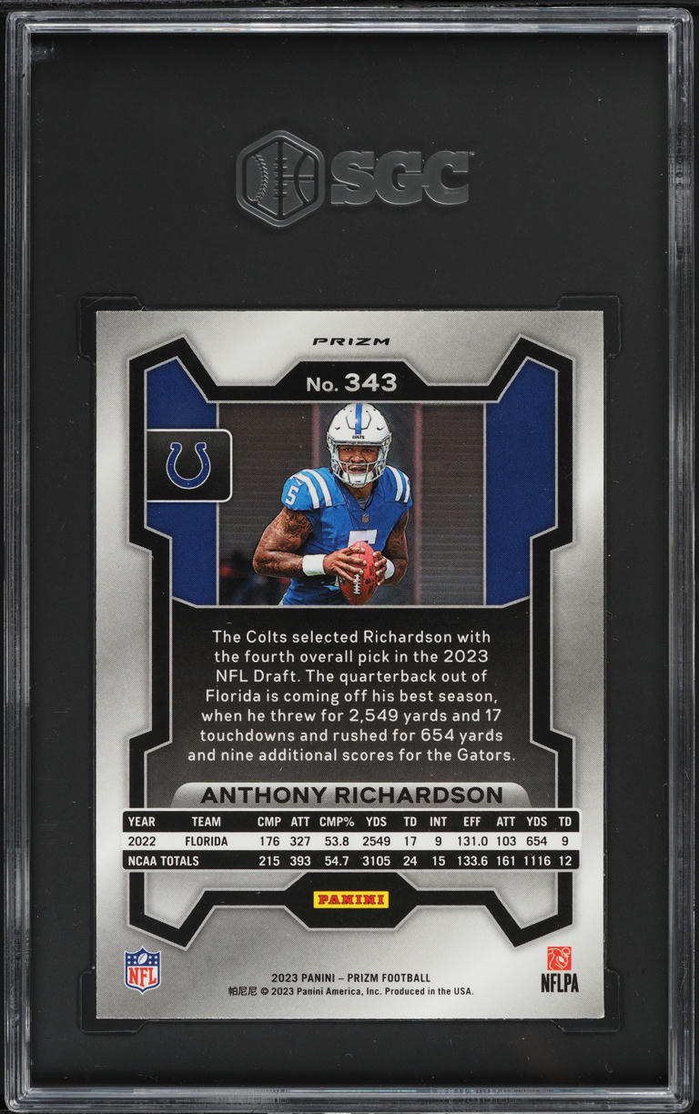 2023 Panini Prizm Silver Anthony Richardson ROOKIE #343 SGC 8.5 NM-MT+