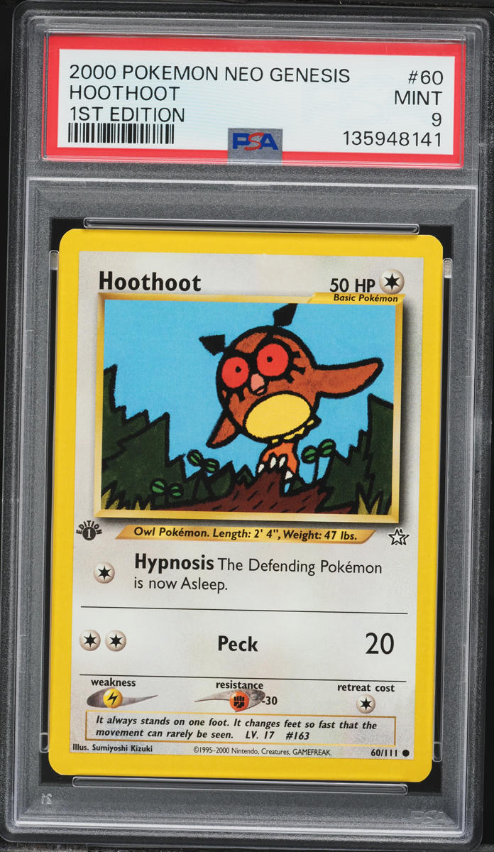 2000 Pokemon Neo Genesis 1st Edition Hoothoot #60 PSA 9 MINT