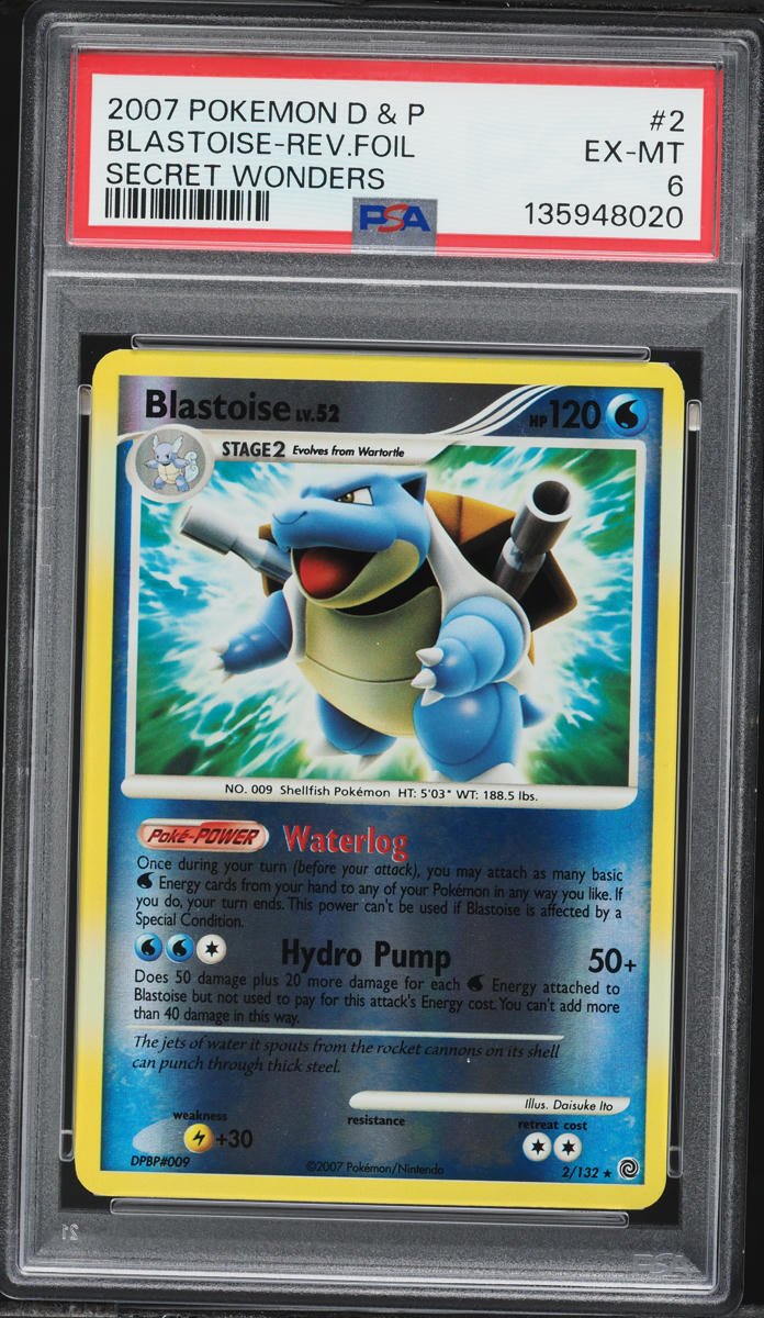 2007 Pokemon Diamond & Pearl Secret Wonders Reverse Holo Blastoise #2 PSA 6 EXMT