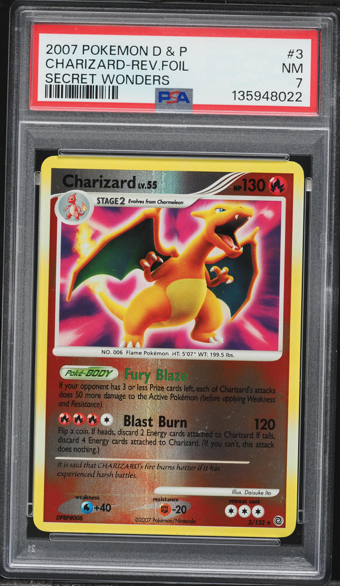 2007 Pokemon Diamond & Pearl Secret Wonders Reverse Holo Charizard #3 PSA 7 NRMT
