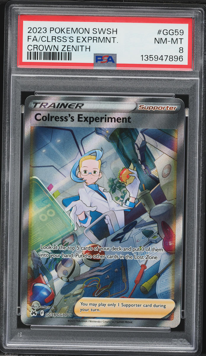 2023 Pokemon Sword & Shield Crown Zenith Full Art Colress's Experiment #GG59 PSA 8 NM-MT