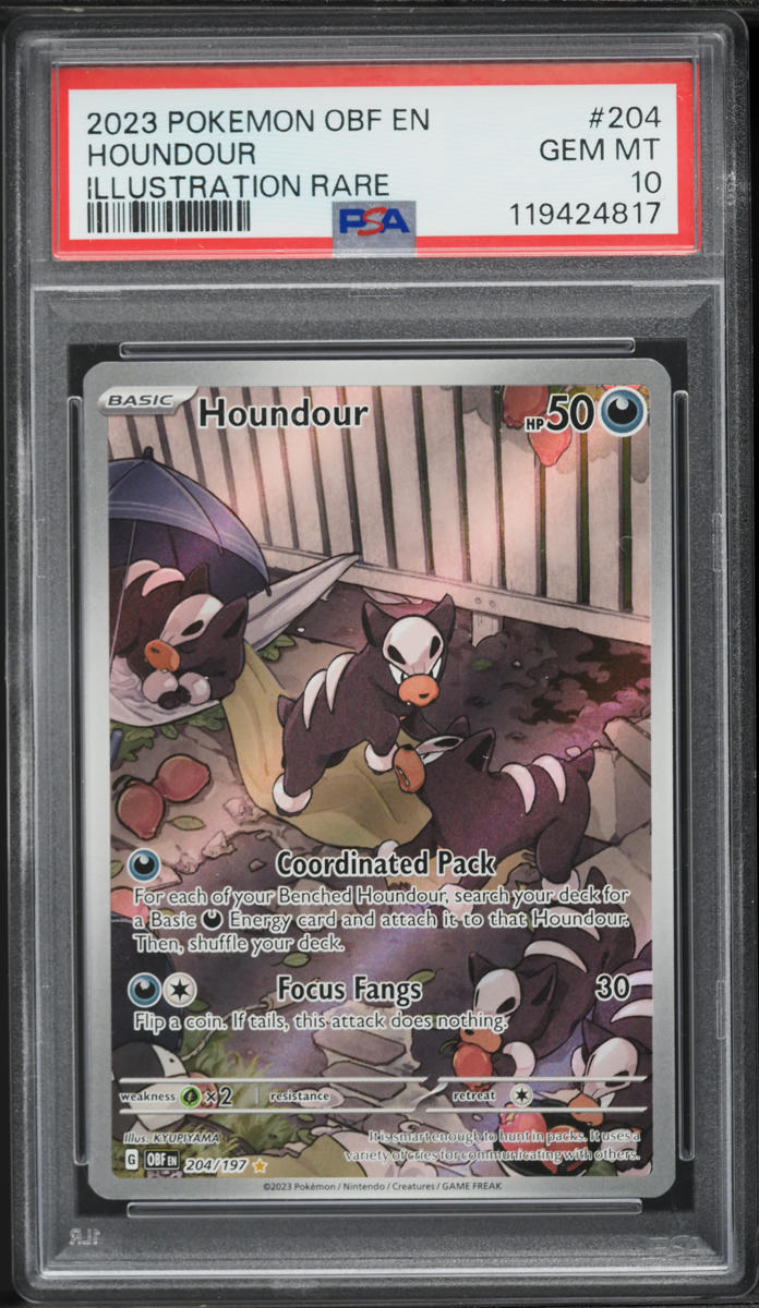 2023 Pokemon Scarlet & Violet Obsidian Flames IR Houndour #204 PSA 10 GEM MINT