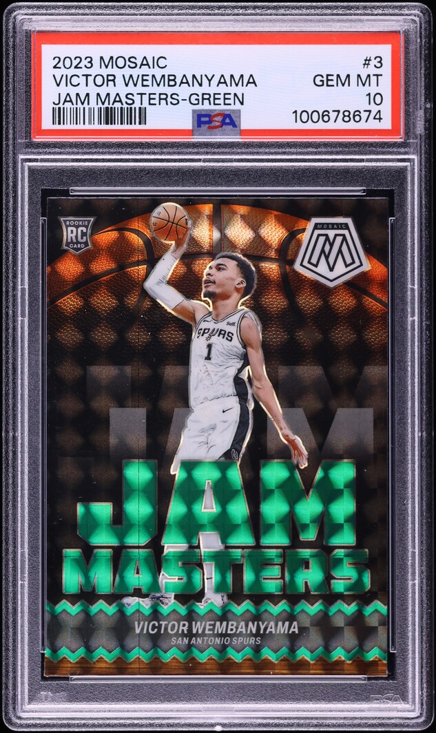 2023 Panini Mosaic Jam Masters Green Victor Wembanyama ROOKIE #3 PSA 10 GEM MINT