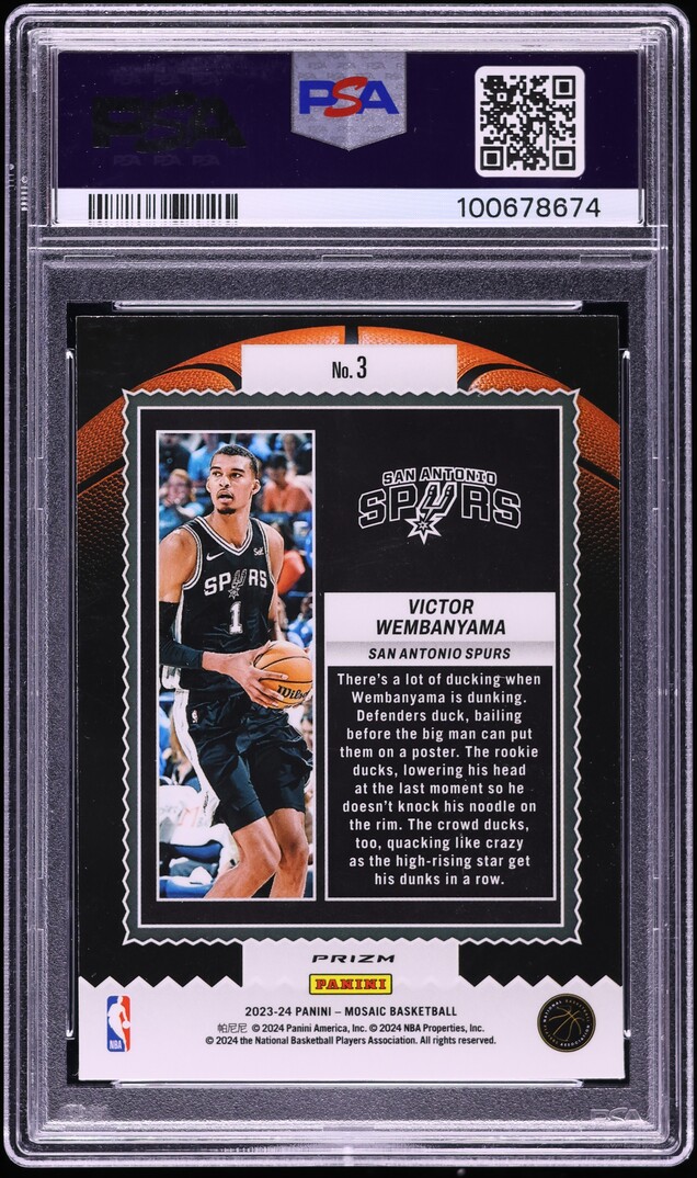 2023 Panini Mosaic Jam Masters Green Victor Wembanyama ROOKIE #3 PSA 10 GEM MINT
