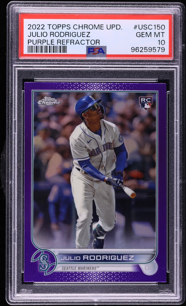 2022 Topps Chrome Update Purple Refractor Julio Rodriguez ROOKIE #USC150 PSA 10 GEM MINT
