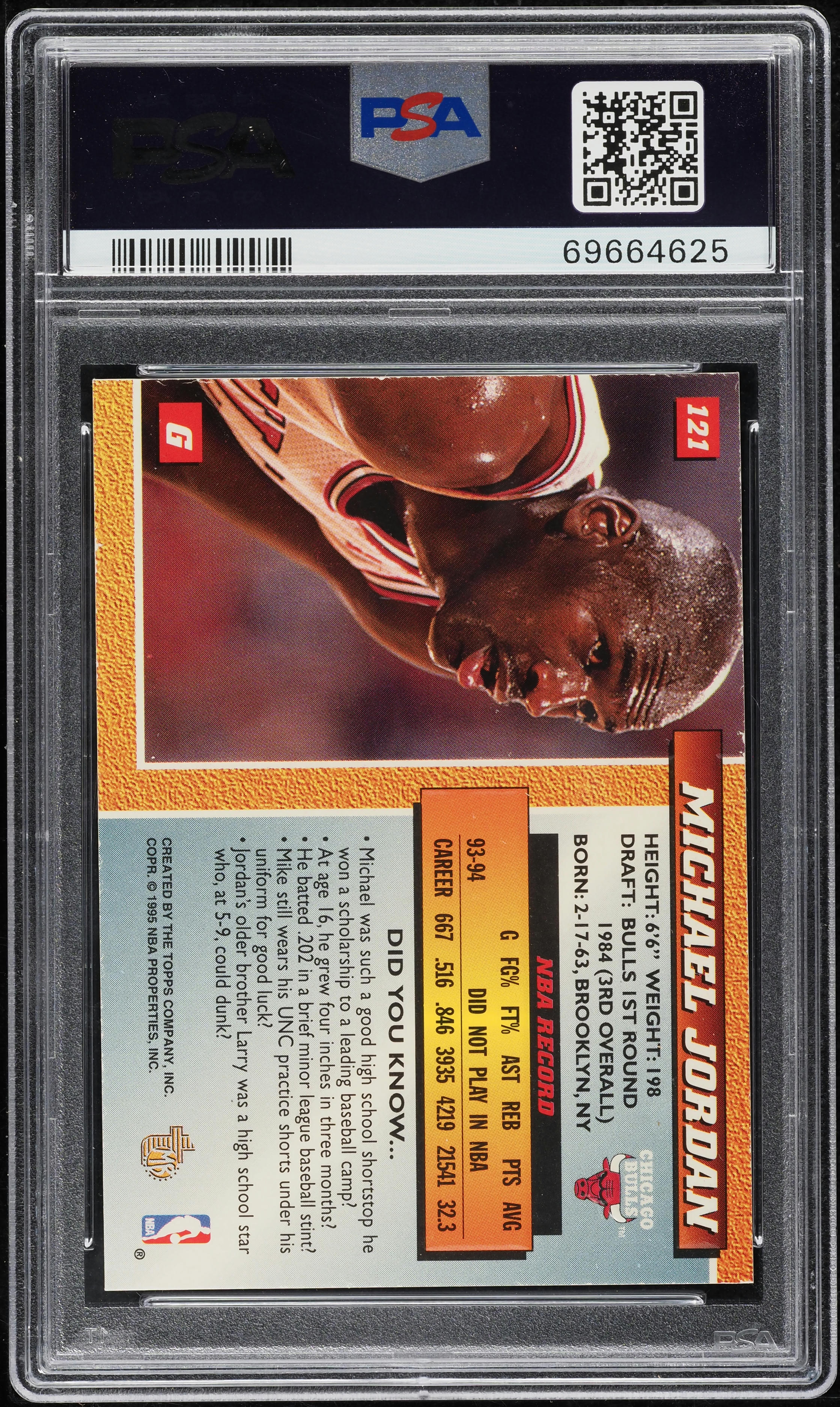 1994 Topps Embossed Golden Idols Michael Jordan #121 PSA 8 NM-MT