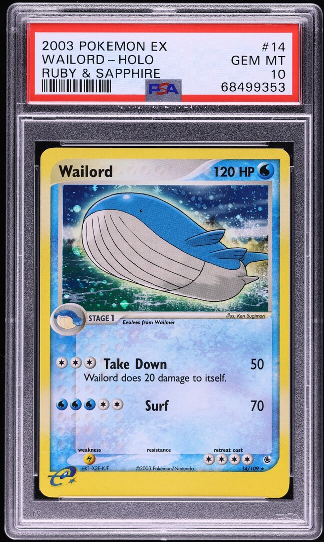 2003 Pokemon EX Ruby & Sapphire Holo Wailord #14 PSA 10 GEM MINT