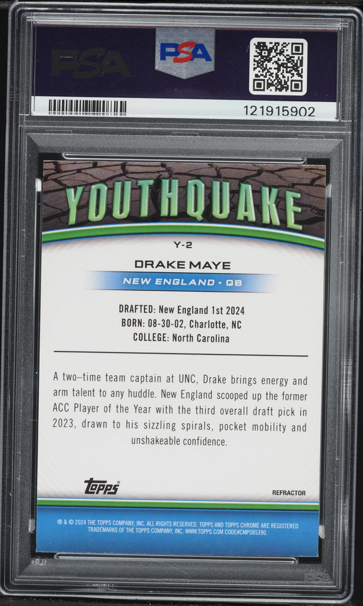 2024 Topps Chrome Youthquake Refractor Drake Maye ROOKIE #Y-2 PSA 10 GEM MINT
