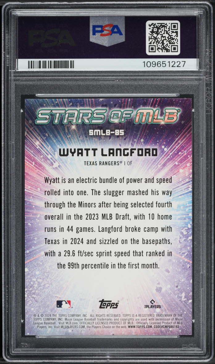 2024 Topps Stars Of MLB Wyatt Langford ROOKIE #SMLB-85 PSA 10 GEM MINT