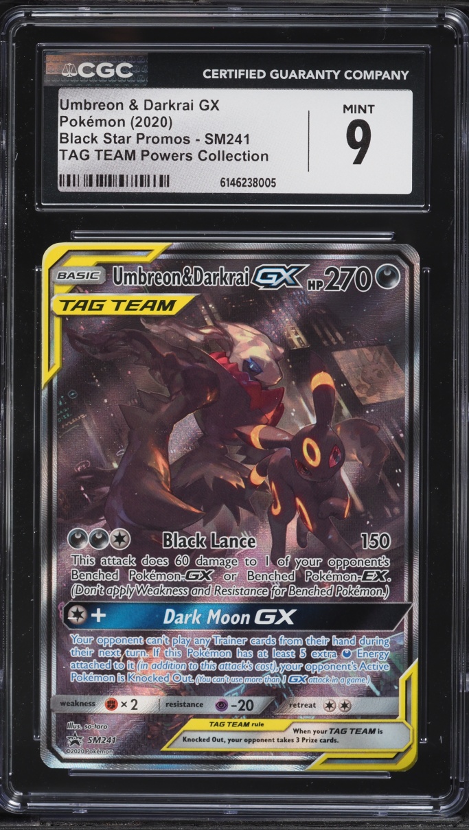 2020 Pokemon Sun & Moon Promo Tag Team Powers Alt Art Umbreon & Darkrai GX #SM241 CGC 9 MINT