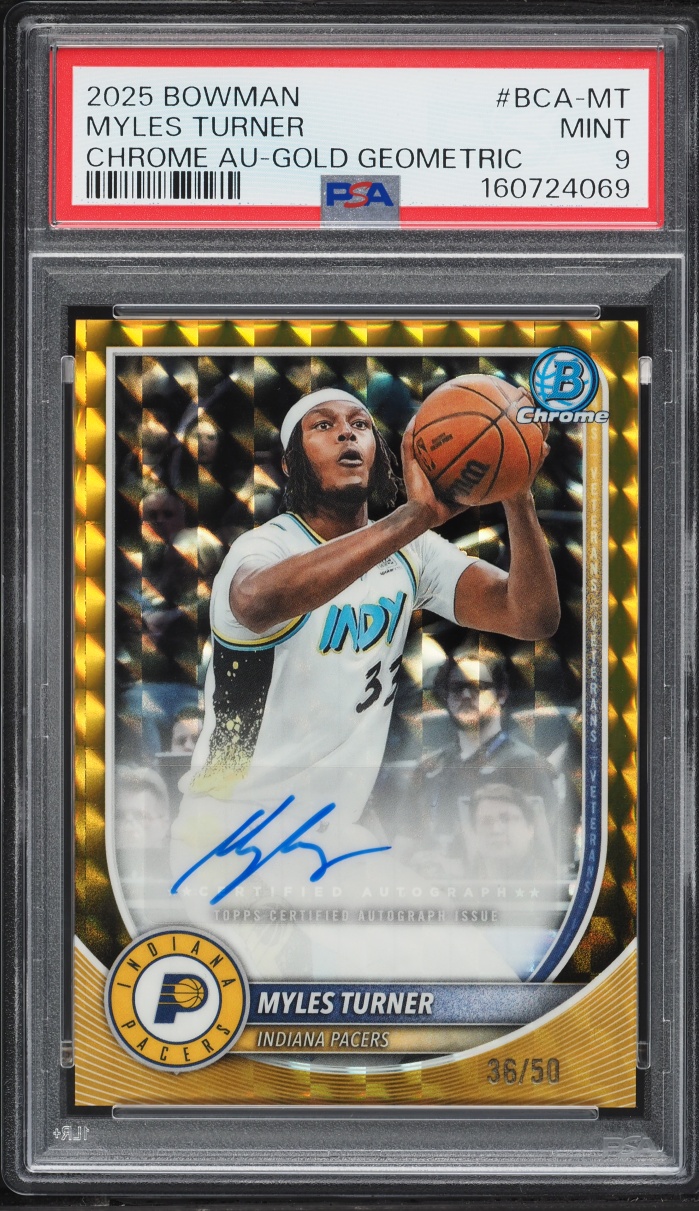 2025 Bowman Chrome Gold Geometric Myles Turner AUTO /50 #BCA-MT PSA 9 MINT