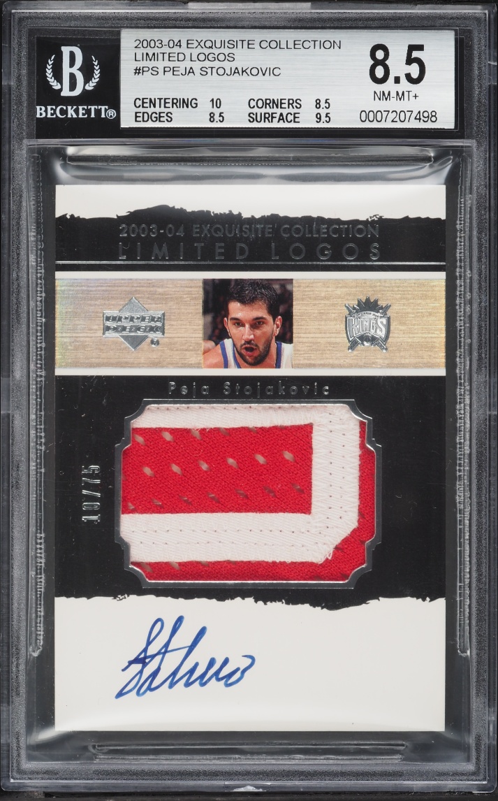 2003 Exquisite Collection Limited Logos Peja Stojakovic PATCH AUTO /75 #LL-PS BGS 8.5 NM-MT+