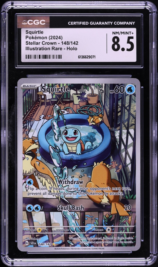 2024 Pokemon Scarlet & Violet Stellar Crown IR Squirtle #148 CGC 8.5 NM-MT+