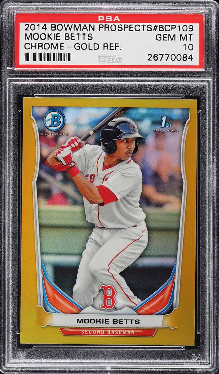 2014 Bowman Chrome Gold Refractor Mookie Betts PROSPECT /50 #BCP109 PSA 10 GEM