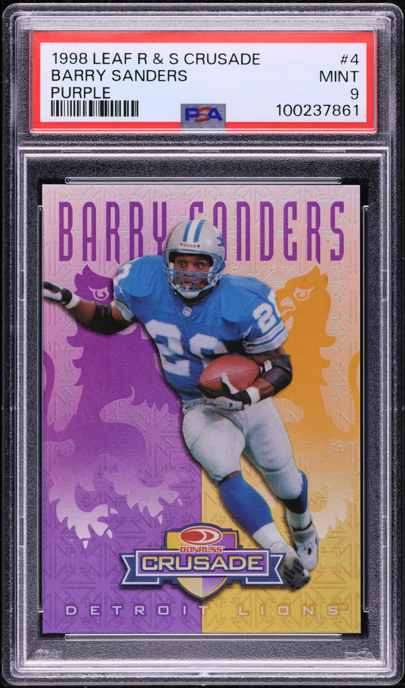 1998 Leaf Rookies & Stars Crusade Purple Barry Sanders /100 #4 PSA 9 MINT