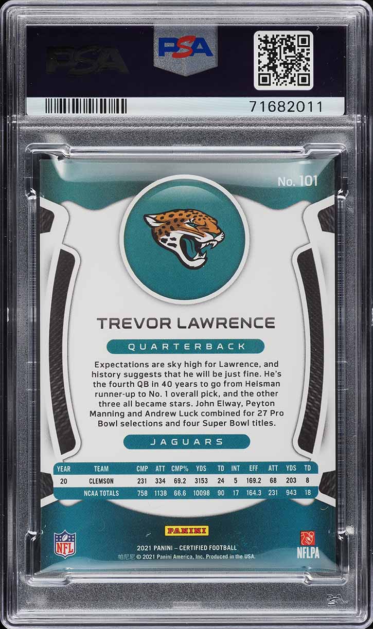 2021 Panini Certified Mirror Teal FOTL Trevor Lawrence ROOKIE /20 #101 PSA 9