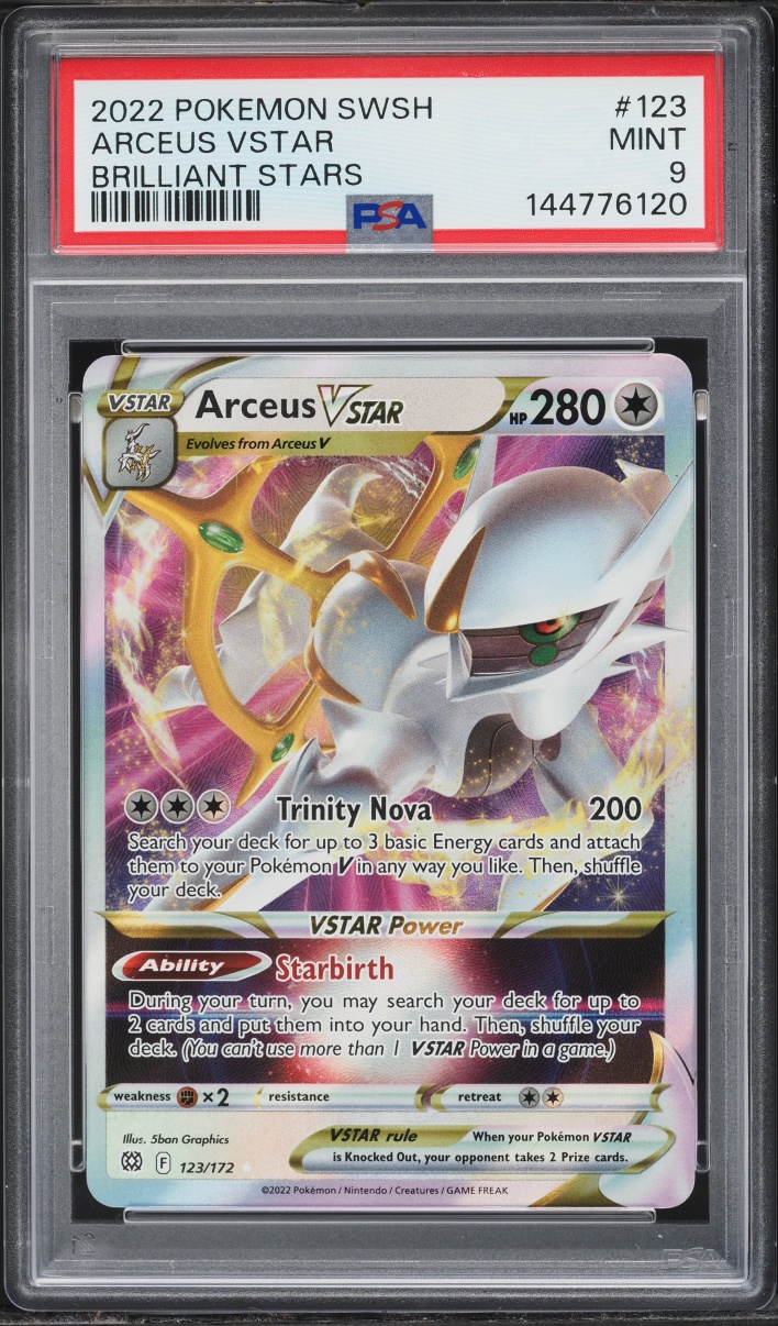 2022 Pokemon Sword & Shield Brilliant Stars Holo Arceus VSTAR #123 PSA 9 MINT