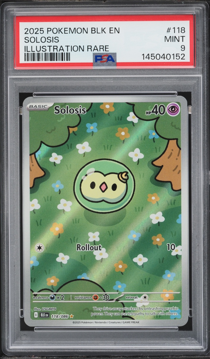 2025 Pokemon Scarlet & Violet Black Bolt IR Solosis #118 PSA 9 MINT