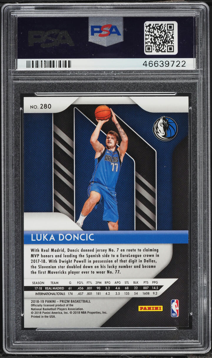 2018 Panini Prizm Luka Doncic ROOKIE #280 PSA 9 MINT