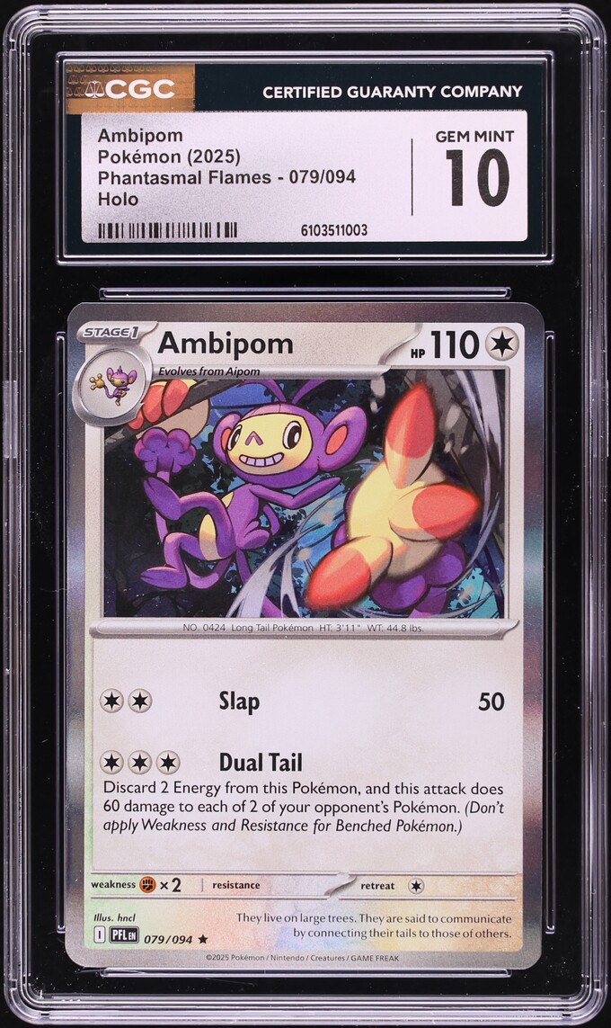 2025 Pokemon Mega Phantasmal Flames Holo Ambipom #079 CGC 10 GEM MINT