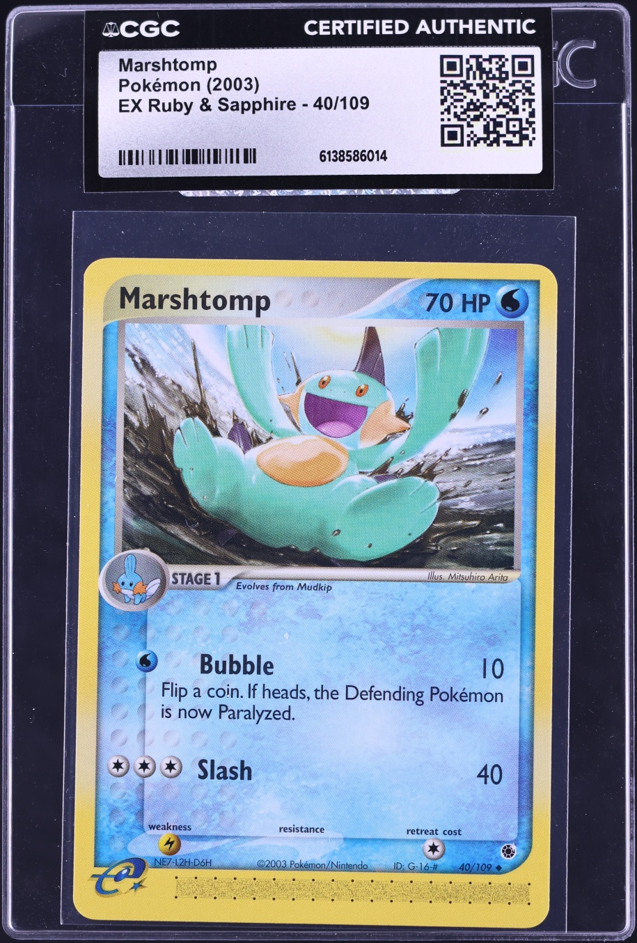 2003 Pokemon EX Ruby & Sapphire Marshtomp #40 CGC AUTH