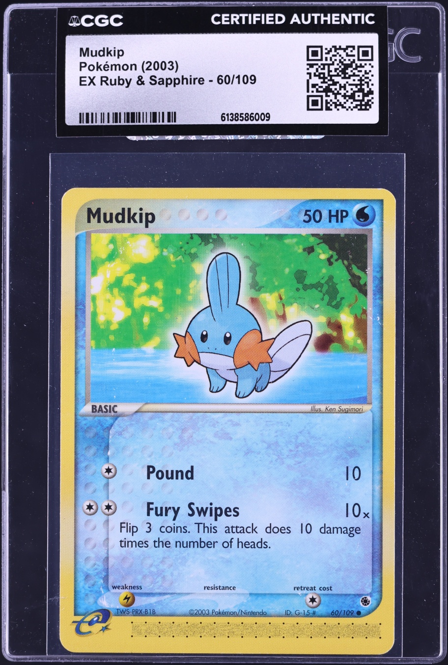 2003 Pokemon EX Ruby & Sapphire Mudkip #60 CGC AUTH