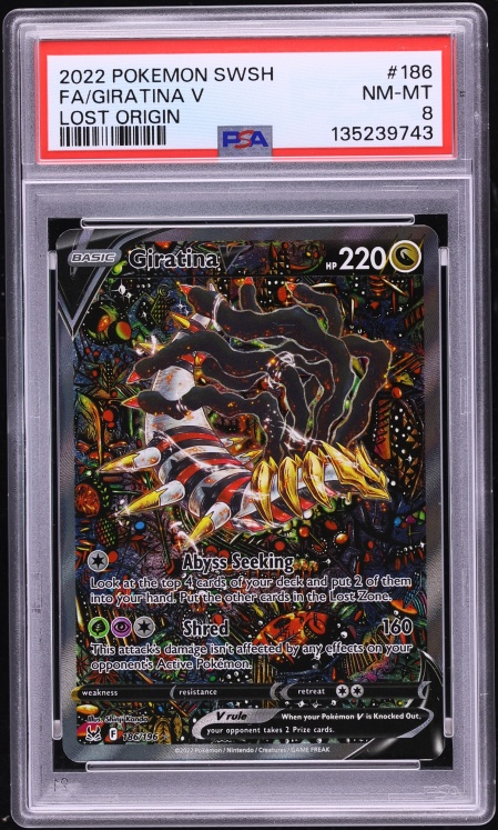 2022 Pokemon Sword & Shield Lost Origin Alt Art Giratina V #186 PSA 8 NM-MT