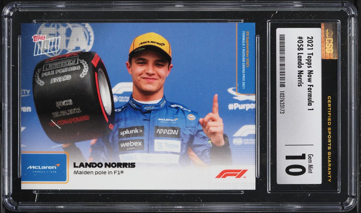 2021 Topps Now Formula 1 F1 Lando Norris #058 CSG 10 GEM MINT