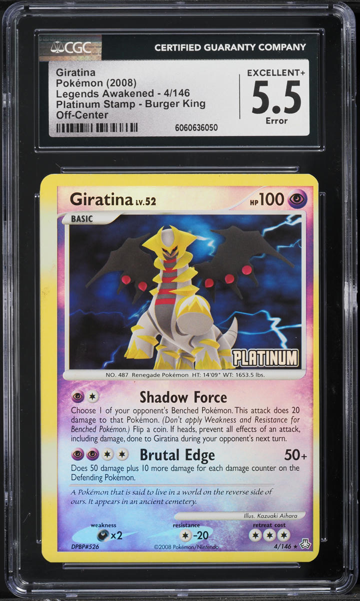 2008 Pokemon Legends Awakened Platinum Stamp Burger King Giratina #4 CGC 5.5 EX+
