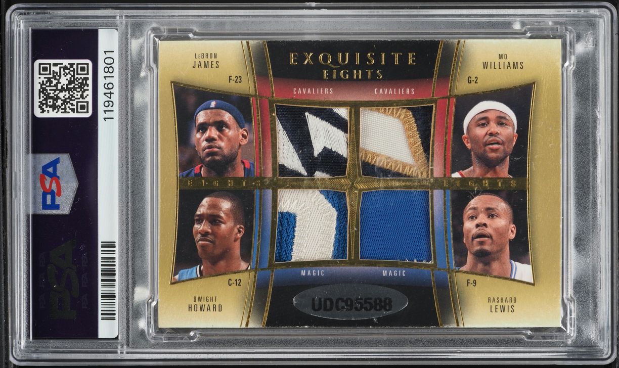 2009 Exquisite Collection Eights Kobe Bryant Lebron James Anthony PATCH /3 PSA 8