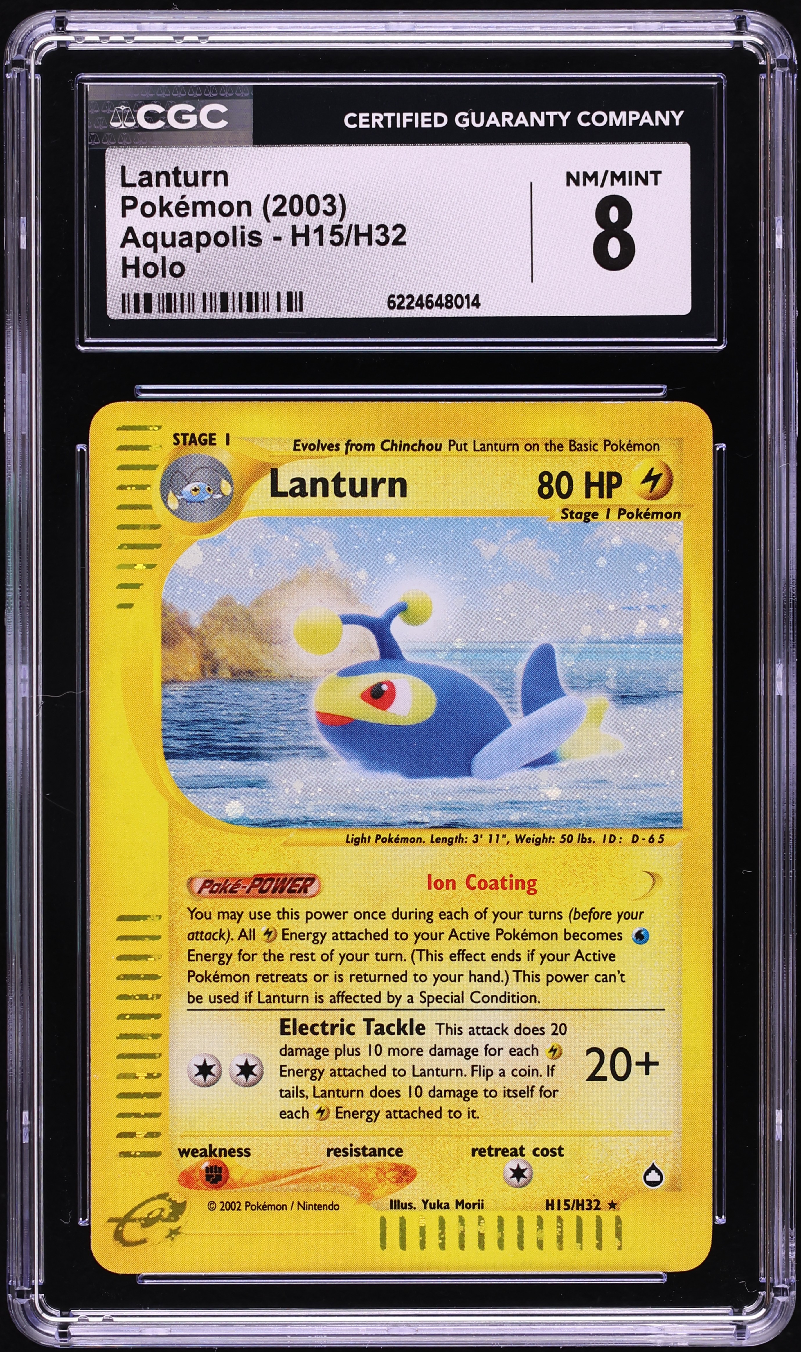 2003 Pokemon Aquapolis Holo Lanturn #H15 CGC 8 NM-MT