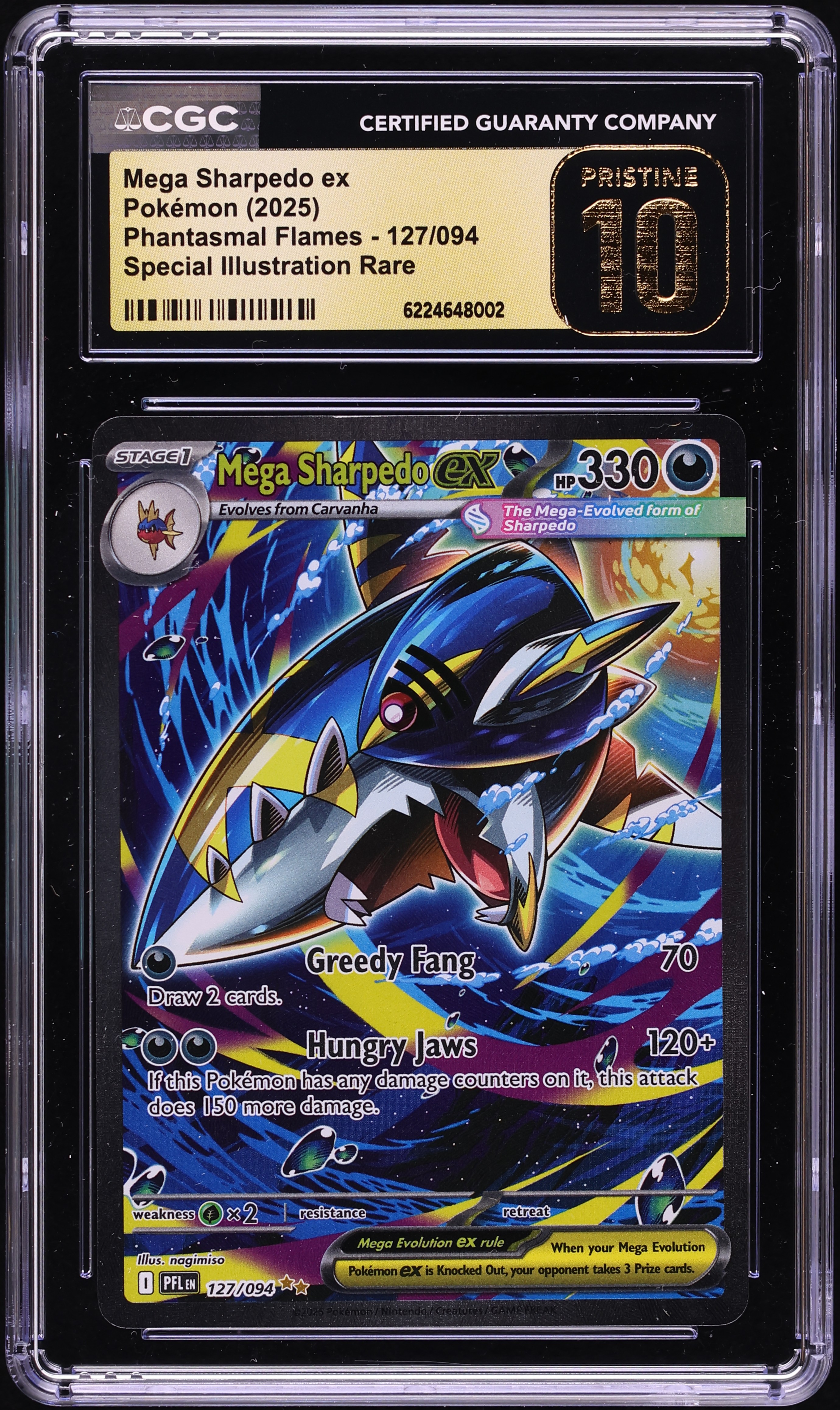 2025 Pokemon Mega Evolution Phantasmal Flames SIR Mega Sharpedo Ex #127 CGC 10 PRISTINE