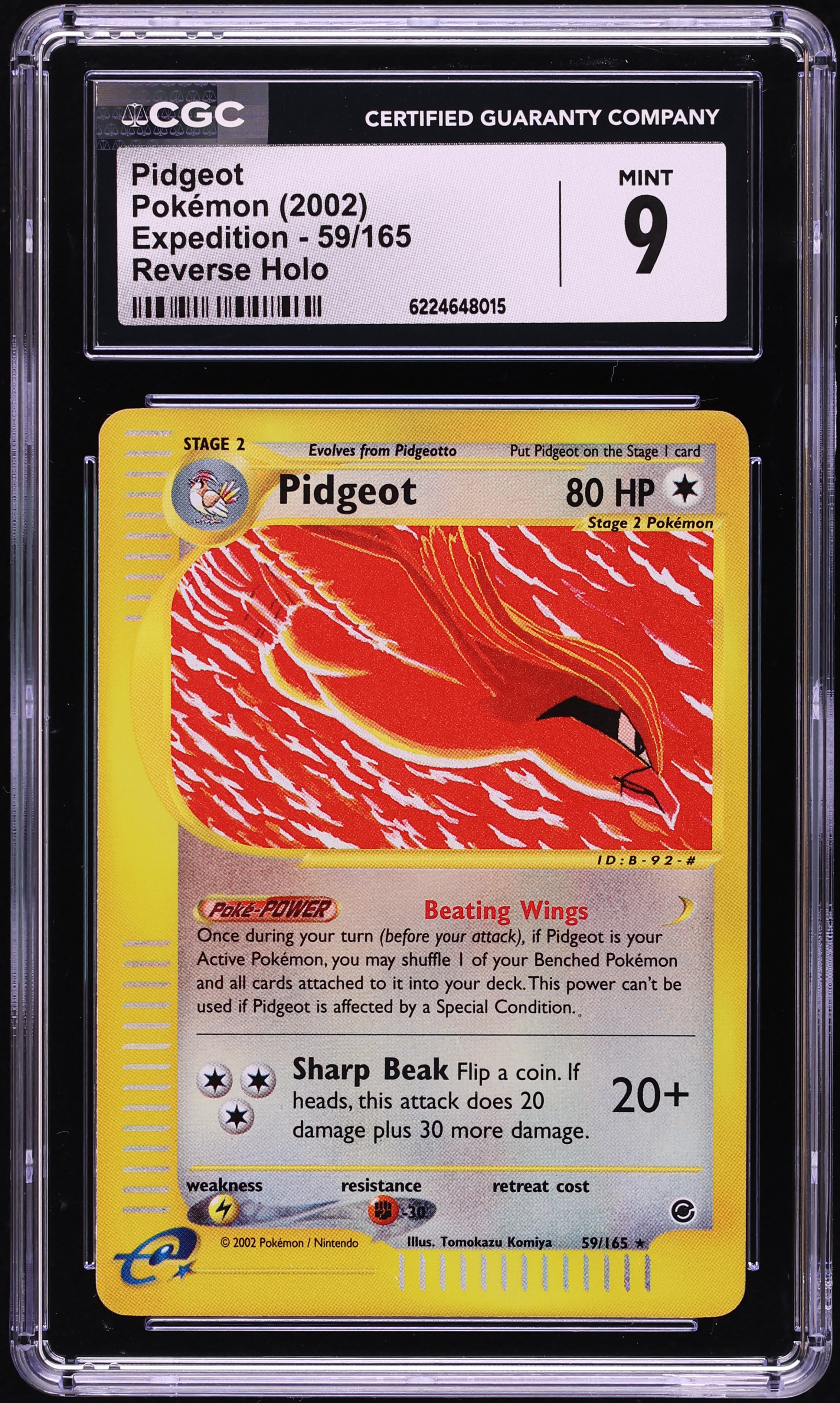 2002 Pokemon Expedition Reverse Holo Pidgeot #59 CGC 9 MINT