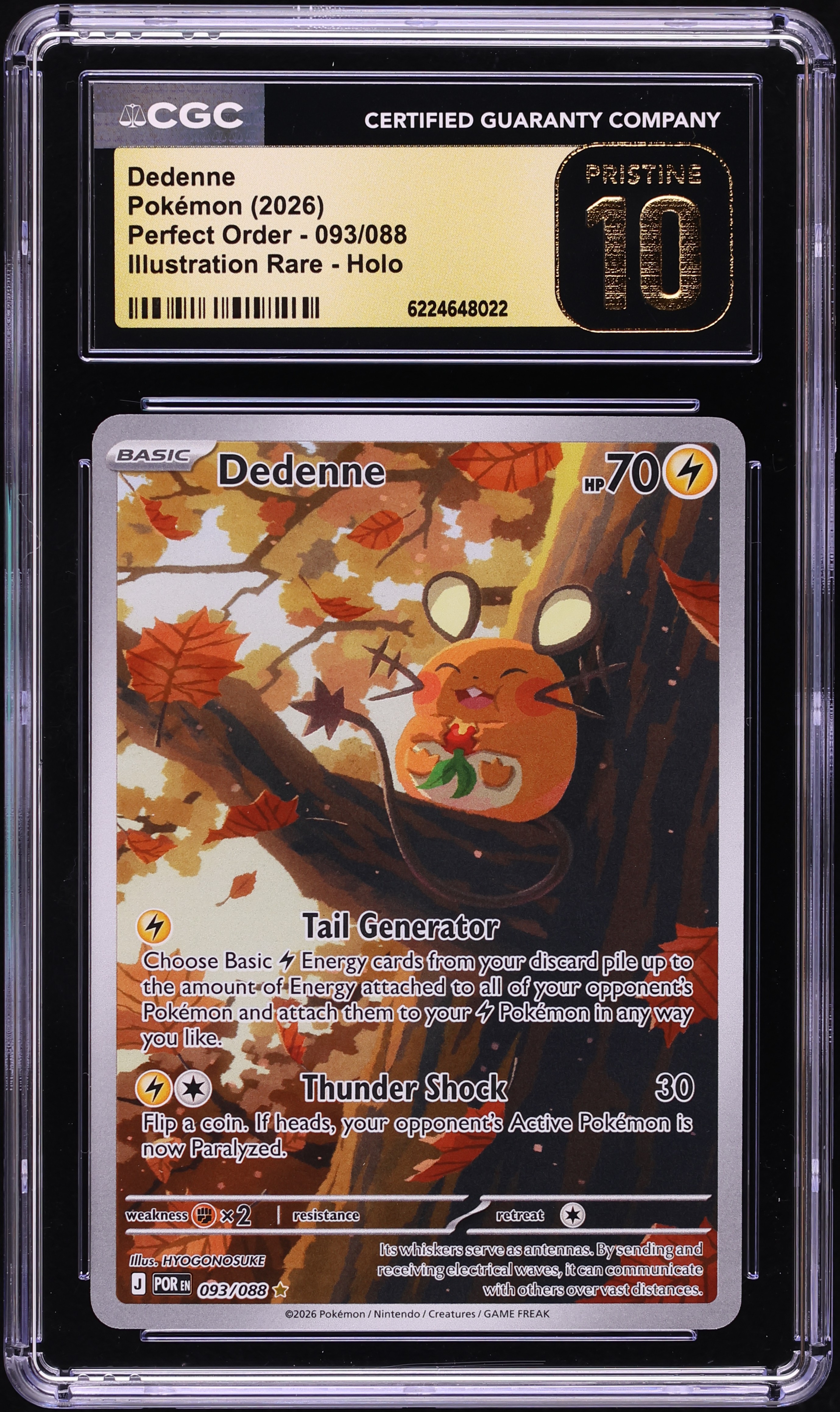2026 Pokemon Mega Evolution Perfect Order IR Dedenne #93 CGC 10 PRISTINE