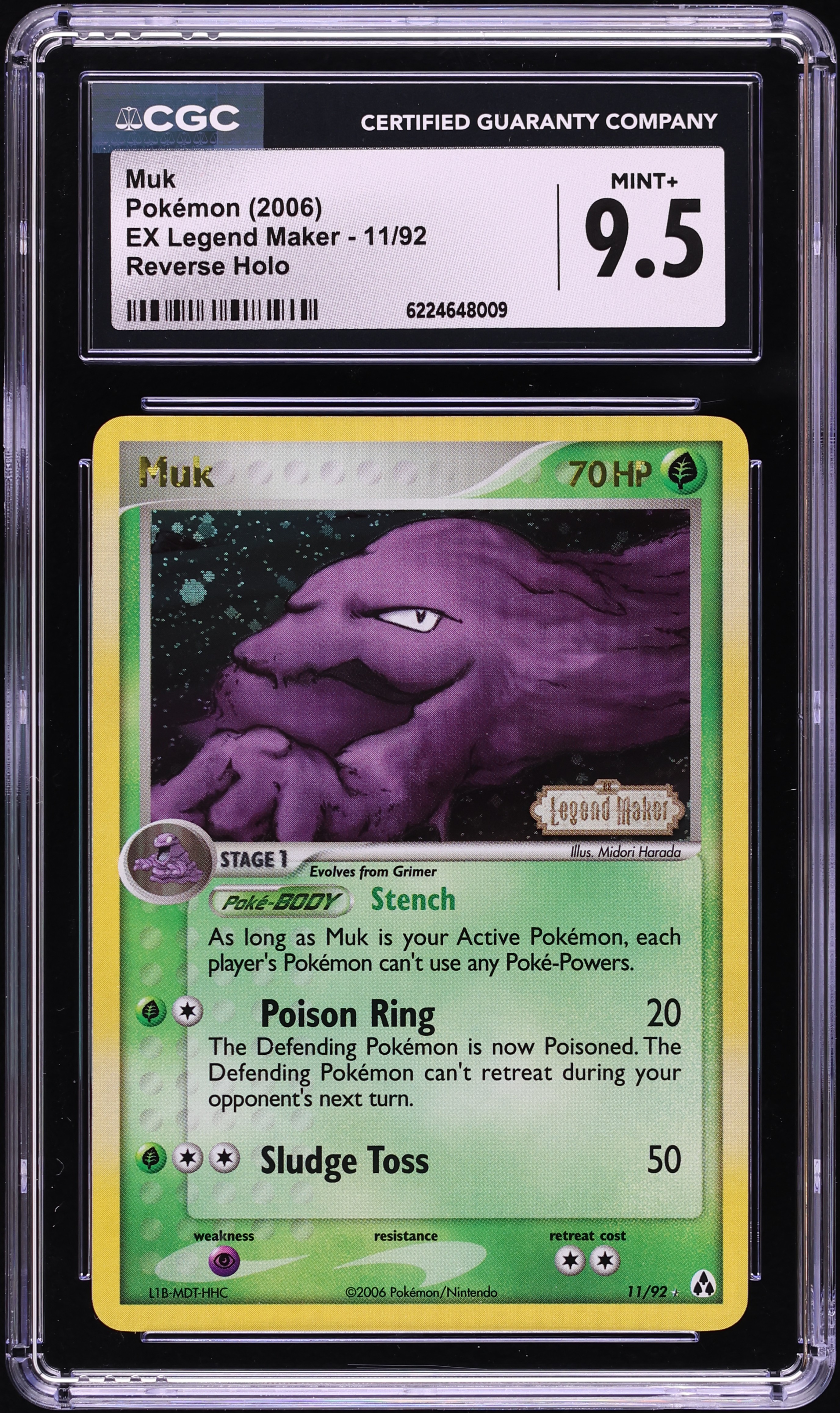 2006 Pokemon EX Legend Maker Reverse Holo Muk #11 CGC 9.5 MINT+