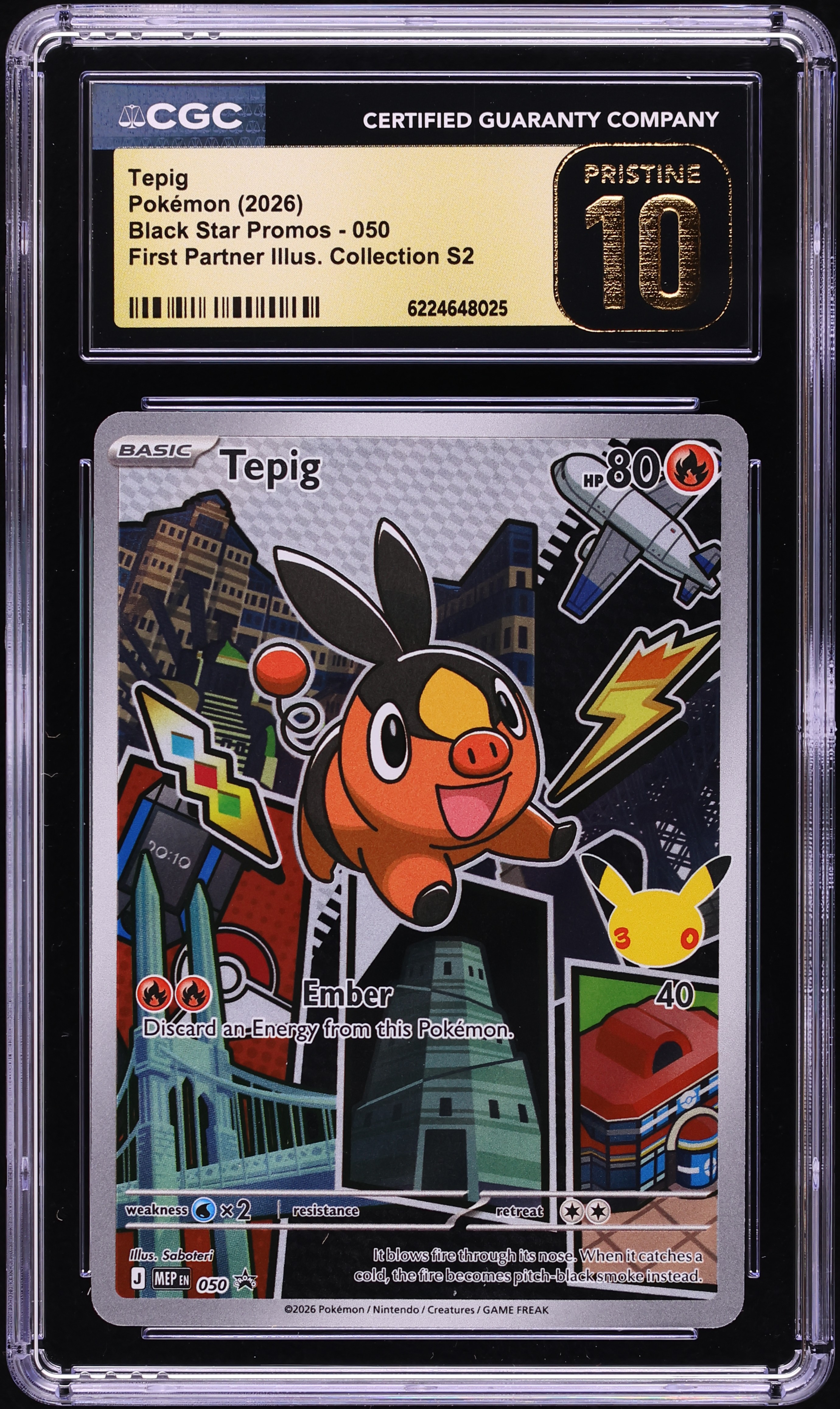 2026 Pokemon Mega Evolution Promo First Partner Illustration Coll. S2 Full Art Tepig #50 CGC 10