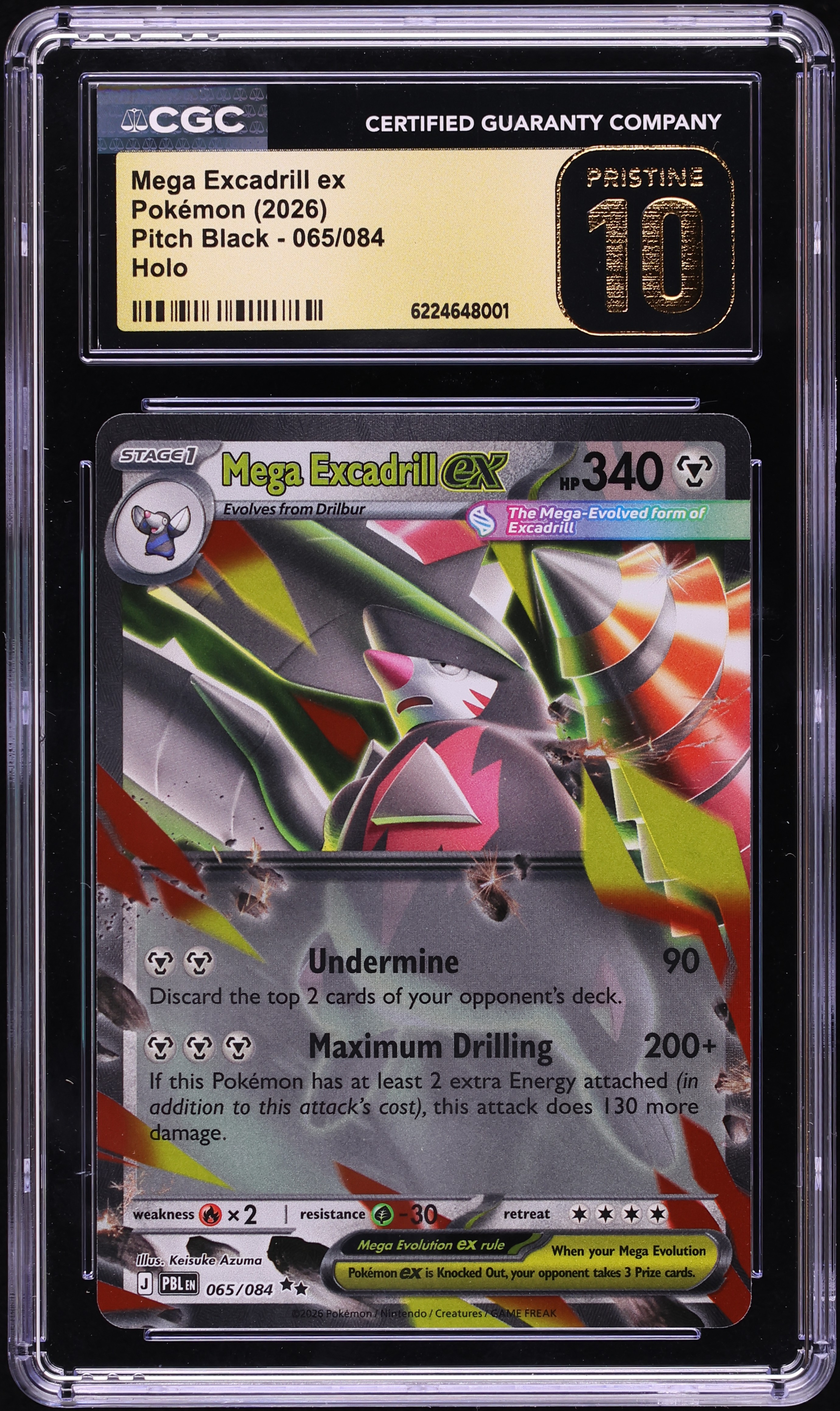 2026 Pokemon Mega Evolution Pitch Black Holo Mega Excadrill EX #65 CGC 10 PRISTINE