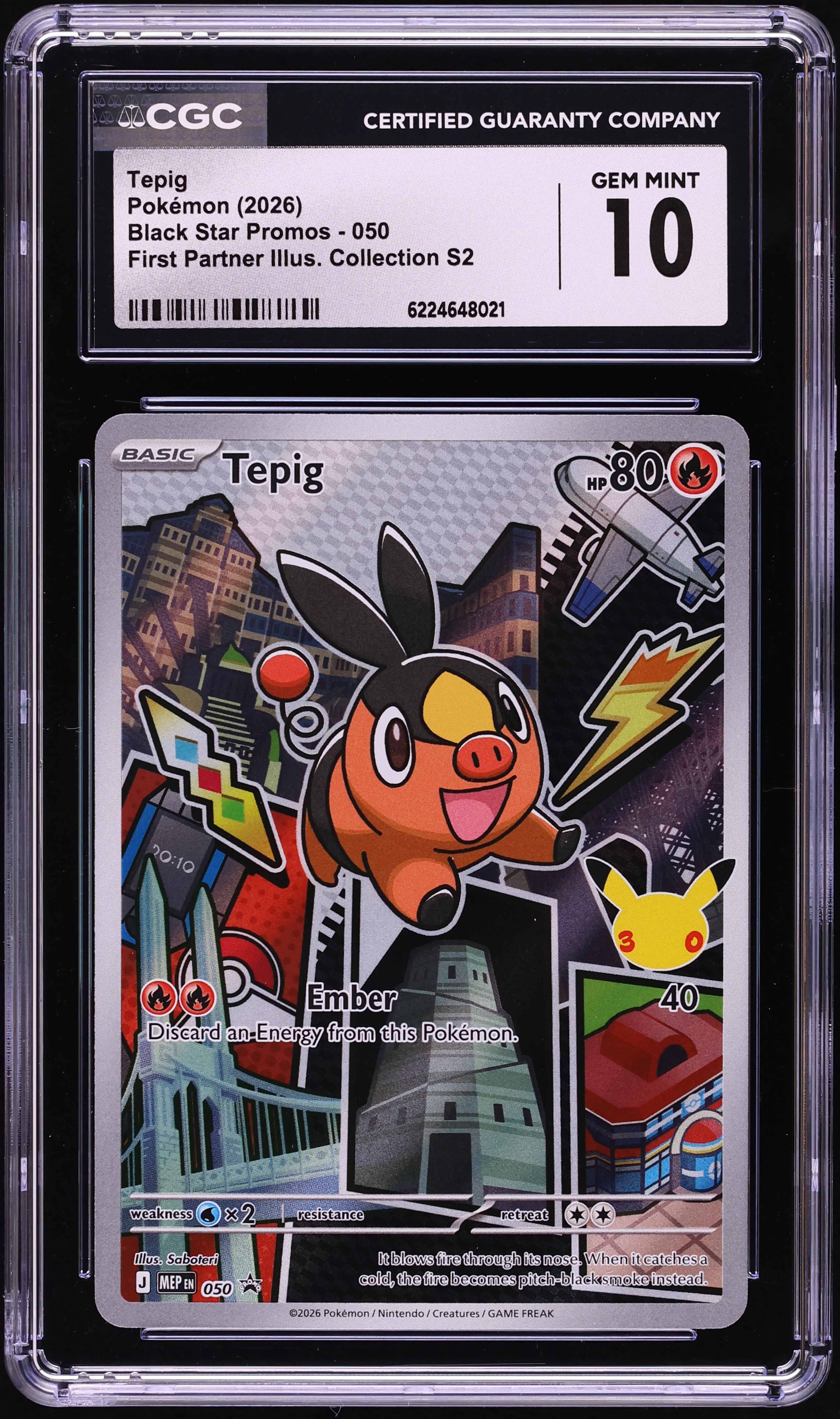 2026 Pokemon Mega Evolution Promo First Partner Illustration Coll. S2 Full Art Tepig #50 CGC 10