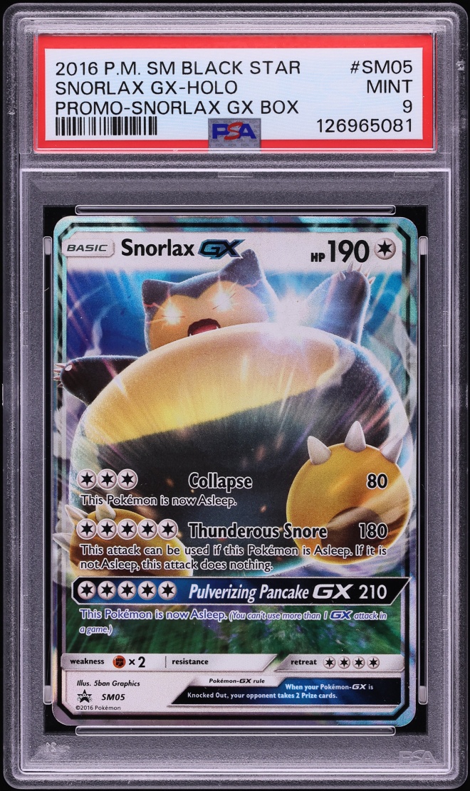 2016 Pokemon Sun & Moon Promo Snorlax Gx #SM05 PSA 9 MINT