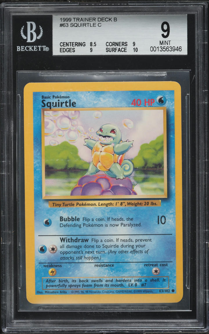 1999 Pokemon Base Set Trainer Deck B Squirtle #63 BGS 9 MINT