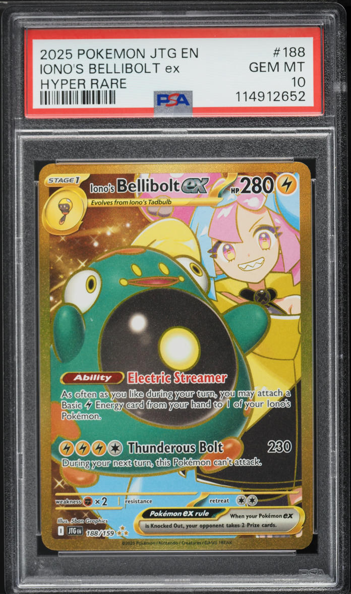 2025 Pokemon SV Journey Together Gold Rare Iono's Bellibolt EX #188 PSA 10 GEM MINT
