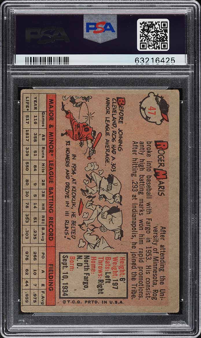 1958 Topps Roger Maris ROOKIE AUTO DNA 8 #47 PSA AUTH