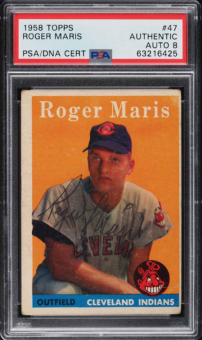 1958 Topps Roger Maris ROOKIE AUTO DNA 8 #47 PSA AUTH