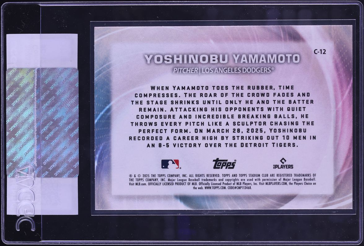 2025 Stadium Club Concentration Yoshinobu Yamamoto #C-12 CGC AUTH